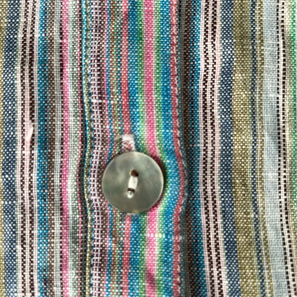 BOHO CHIC Women’s Multi Color Striped Collar Sleeveless Buttondown Front|Back S - Picture 9 of 12